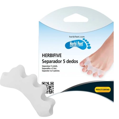 Separador Cinco Dedos del Pie con Almohadilla Metatarsal. Separador Dedos Pie. Corrector Juanetes. Almohadillas para Pies. Almohadillas Metatarsianas. Protectores Pie. Dedos en Garra (Blanco1)