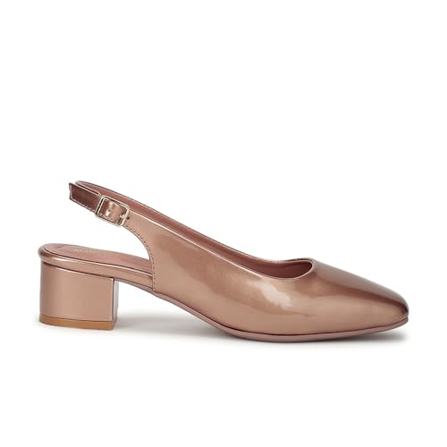 Image of Marc Loire Women Square Toe Solid Block Heel Pumps for Office, Party and Formal Wear