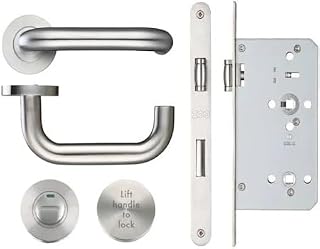 Zoo Hardware ZCS Architectural RTD Lift to Lock DIN Lever On Round Rose, Satin Stainless Steel - ZCS030LLSS with Lock