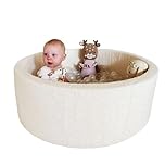 HB.YE Foam Ball Pit for Toddlers and Babies- 35.5 in Soft Foam Baby Ball Pit Kids Playpen - Durable Ball Pit for Children's Room Decor Boys Girls Pets -Balls NOT Included (White)