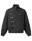 Aelfric Eden Mens Jackets Metal Button Boxy Jacket Vintage Casual Collared Streetwear Slant Placket Soft Warm Coats