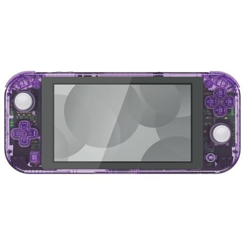 Image of eXtremeRate Crystal Clear Atomic Purple DIY Replacement Shell for Nintendo Switch Lite, NSL Handheld Controller Housing w /Screen Protector, Custom Case Cover for Nintendo Switch Lite - No Controller