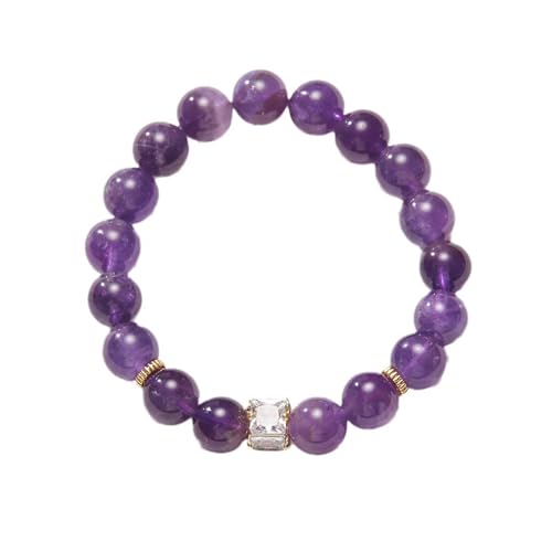 Vbvbip Amethyst Stretch Armbänder für Frauen - Elastischer Kristall Perlen verstellbarer stapelbarer Schmuck, lila Heilstein Geschenk für Yoga & Alltagskleidung
