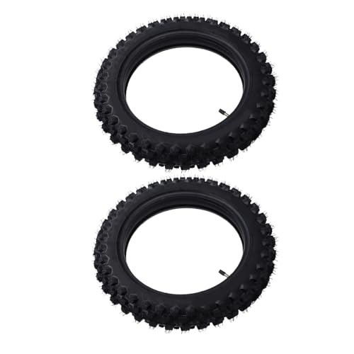 Tbest Ensemble de Pneus et Chambres à Air Avant et Arrière pour Dirt Bike, Pneu de Remplacement 60/100-14 80/100-12, Chambre à Air 2.50-14 3.00/3.50-12 pour Course de Motocross