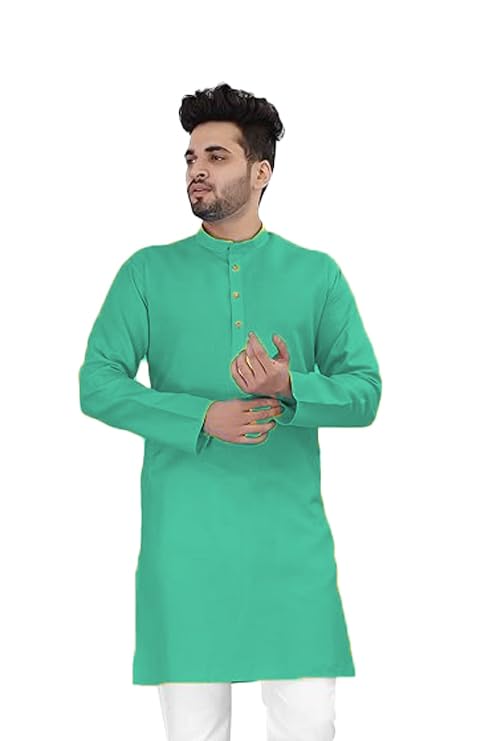 Image of Flossy Men's Cotton Blend Plain Solid Kurta for Men