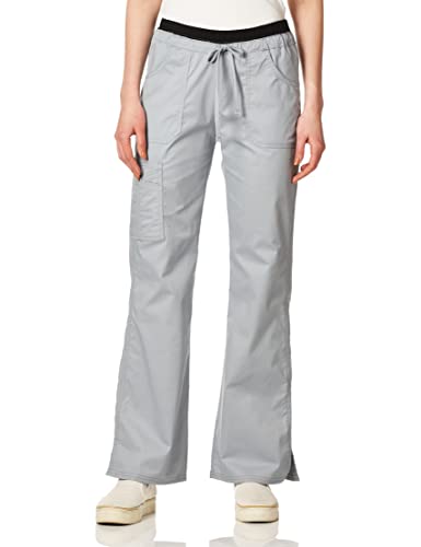 Cherokee Women's Workwear Core Stretch Low Rise Cargo Scrubs Pant, Grey, Medium