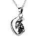 Flongo Men's Gothic Stainless Steel Silver Black Ghost Alien Pendant Necklace, 22 inch Chain, Alien Movie Alien Character Silvertone Pendant, Punk Monster Fathers Day Men's Pendant Necklace for Women