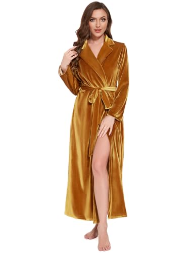 Kelaixiang Women's Long Bathrobe Fuzzy Velvet Warm Robes for Winter Plush Shawl
