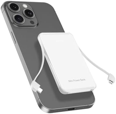 CABALAY Mini Card-Sized Power Bank, 6000mAh Ultra Slim Built in Cables Portable Charger Battery Bank, 3 Output Small Portable Charger for Phones, External Battery Pack Compatible with iPhone, Samsung