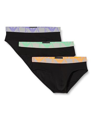 Stretch Cotton Bold Monogram 3-Pack Brief Slip Multicolore Black-Black-Black S uomo