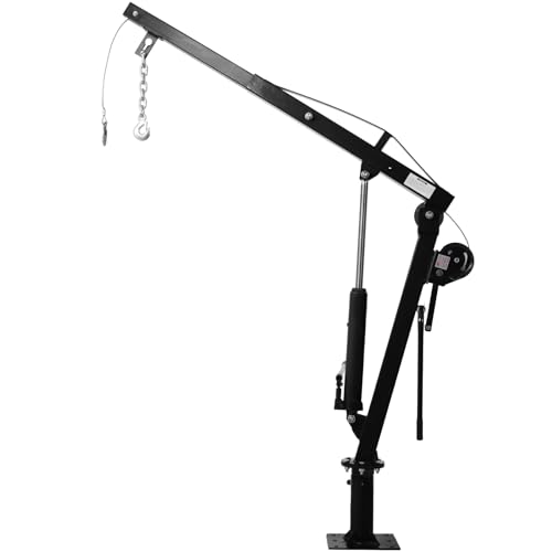 Receiver Hitch Mounted Crane, Pickup Truck Hydraulic PWC Dock Jib Engine Hoist Crane Hitch Mount Lift, 2000-Lb Capacity, (Black)