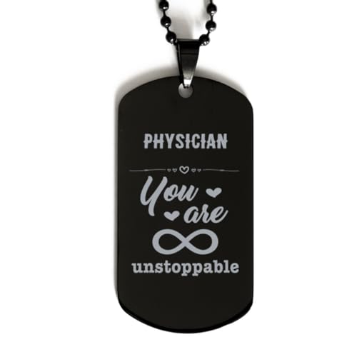 Generic Dog Tag Necklace, Physician, You are unstoppable, Black Stainless Steel Gift, Inspirational