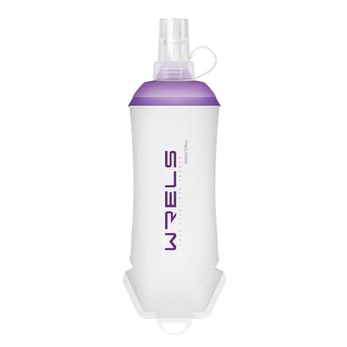 ソフトフラスク ランニング ボトル 500ml/350ml/200ml ハイドレーション 給水ボトル 水筒 折り畳み マラソン トレイルラン 登山 ジョギング 防塵キャップ付き(350ml、紫)（Amazon）