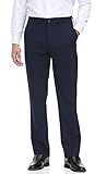 Soojun Men's Classic Fit Flex Waist Flat Front Dress Pant, Navy, 40W x 32L