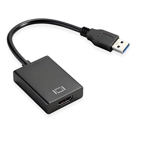 HOMTRAK Adaptateur USB vers HDMI 1080p Full HD USB 3.0/2.0 vers HDMI Convertisseur Vidéo Audio, Adaptateur Convertisseur USB vers HDMI TV Moniteur Projecteur...