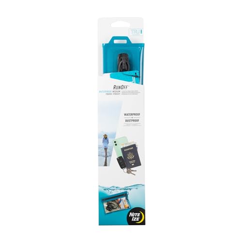 Nite Ize RunOff Bolsita de Viaje Impermeable con TRU Zip - Bolsa Seca para Teléfono y Necesidades de Viaje - Compatible con Pantalla Táctil - Impermeable con Cierre Fiable - Azul, Mediana