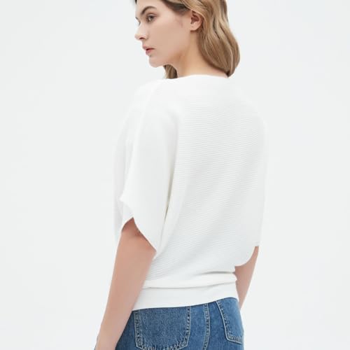 Image of EDSTAR Women Dolman Batwing Sleeves Knitted Sweaters Winter Boat Neck Pullovers Tops