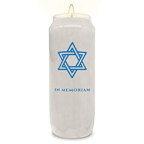 9 Day Yahrzeit Memorial Candles, 1 Pack - Plastic Jar - 7 Inch Tall Pillar Candles for Religious, Prayer and Vigil
