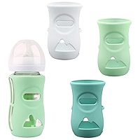 3 Pack Silicone Sleeves For Philips Avent 4oz Glass Baby Bottles - Cute Elephant Design With Handles, BPA Free, Anti-Breakage Protection (Pink + Blue + Grey)