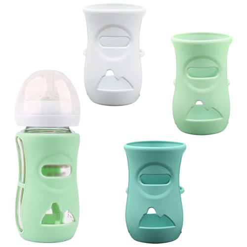 Image of 3 Pack Silicone Sleeves for Avent Natural Glass Baby Bottles, Anti Breakage Baby Bottle Holder, Compatible Philips Avent Glass Natural Baby Bottle 8 oz, BPA Free