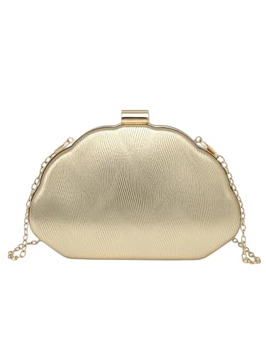 Women's Shiny Texture Clutch Purses 3D Cloud Shell Handbag Evening Party Crossbody Bag With Chain Strap
