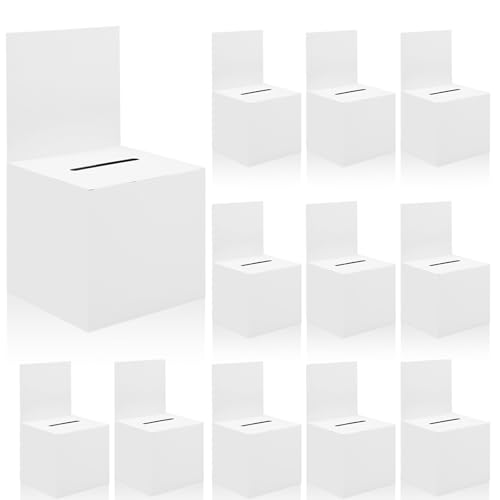Ysglory 12 Pack Raffle Ticket Box Cardboard Suggestion Box with Slot Donation Ballot Boxes for Fundraising Collecting Business Card Voting Contest, 6 x 6 x 6 Inches