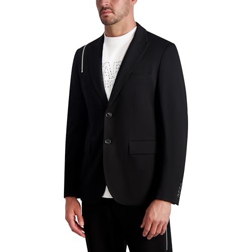 KARL LAGERFELD Men's 2 Button Exposed Zipper Blazer3