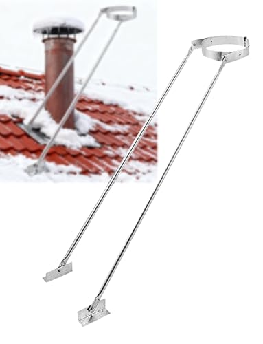 ストーブパイプ延長ルーフブラケットキット、頑丈なスチール製煙突パイプサポートポールとクランプ、雪や風に対する安定性を提供(110mm(4.3"))