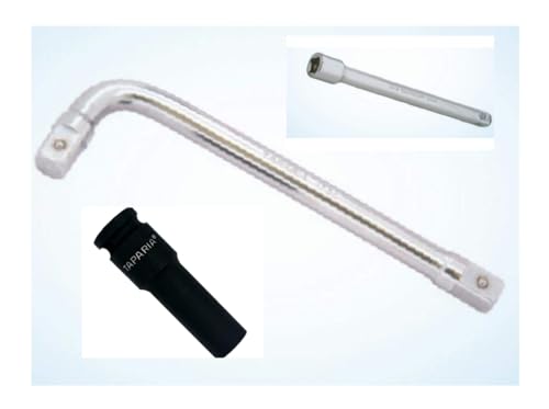 Image of Taparia Extra Long Deep Impact Socket with Angle Handle and Extension Bar suitable for Vehicles with Alloy Wheels (21 mm)