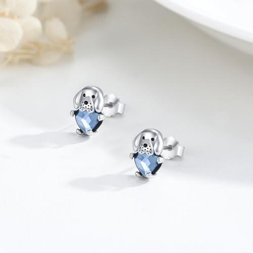 Image of 925 Sterling Silver Dog Earrings Cute Animal Puppy Stud Earrings Dog Jewelry Gifts for Women Girls Pet Lover Hypoallergenic Earrings for Sensitive Ears