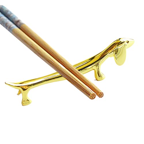 Lot de 4 bancs à couteaux, porte-baguettes en acier inoxydable en forme de cerf, baguettes, repose-baguettes, design teckel mignon, porte-couverts en forme de chien, porte-couverts pour couteaux