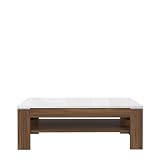 FORTE Saint Tropez Mesa de centro con estante, derivado de madera, diseño roble Sangallo combinado con blanco brillante, 120 x 43 x 75 cm