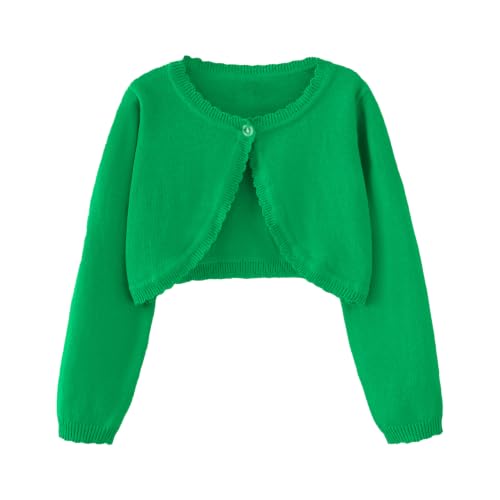 Image of Girls Bolero Cardigan Sweater Toddler Kids Long Sleeve Button Knit Shrug Cropped Cover Up Jacket Tops
