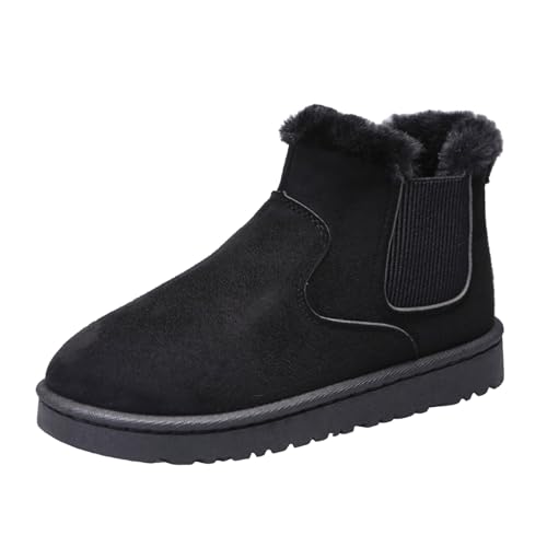 Bottes de neige avec bottes chaudes et confortables pour femme, bottes d'hiver en laine véritable pour un confort ultime, Noir , 41 EU