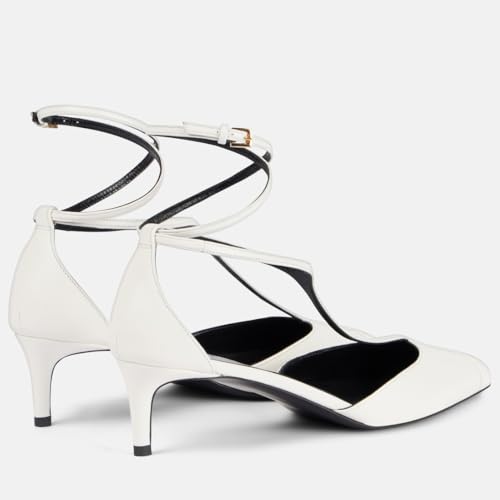 Kitten Heels for Women Pointed Toe Pumps Leather Mid Heel Slingback Heels T Strap Dress Shoes4