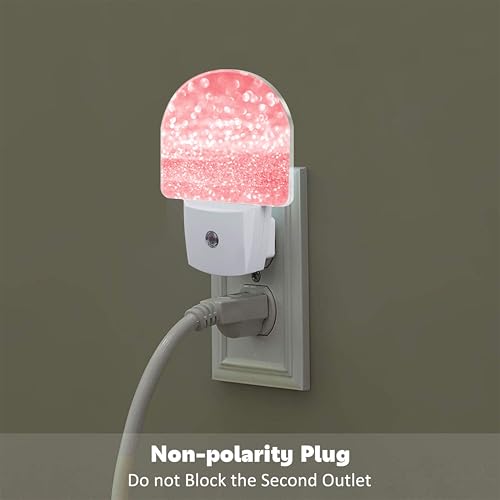 Image of Pink Gold Glitter Night Light, Rose Pink Sparkle Shine Dusk to Dawn Night Light Plug in,0.5w Energy Saving Sleep Friendly NightLight for Kids Boys Girls Home Decor