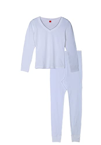 Cotton Thermal Underwear For Women,Lightweight Knit Winter Thermals Base Layer Long John Pajamas Set(M,White) #TOP16