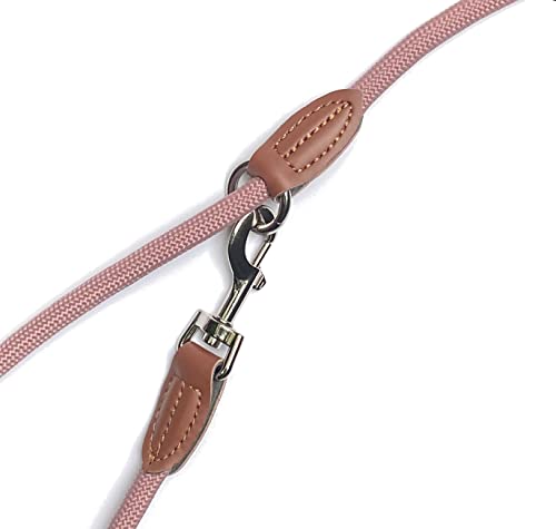 Leisegrün Hundeleine große Hunde - Führleine 3m verstellbar mit 2 Karabiner - 3 Meter lang x 1,1 cm - Nur 300 g - Modell Devon - Rosa