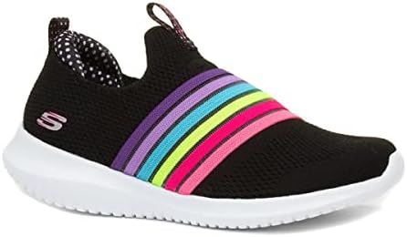 Skechers Kids Girls Ultra Flex-Brightful Day Sneaker, Black/Multi, 11.5 Little Kid | Image 7