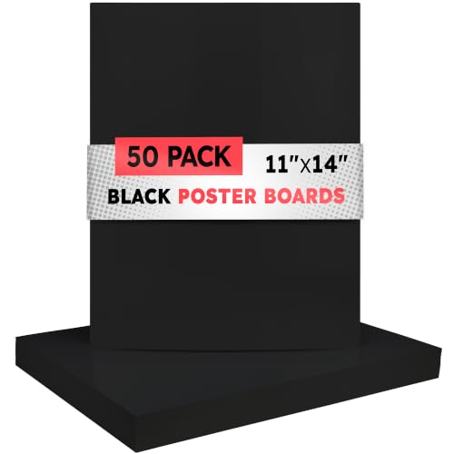 Image of Hygloss Medium Poster Board 11x14-50 Count Bulk Pack - 10 Pt. Thickness Black Poster Board Paper for Projects, Presentations, Displays, Signs, Crafts - Blank Posterboard Multipack 11 inch x 14 inch
