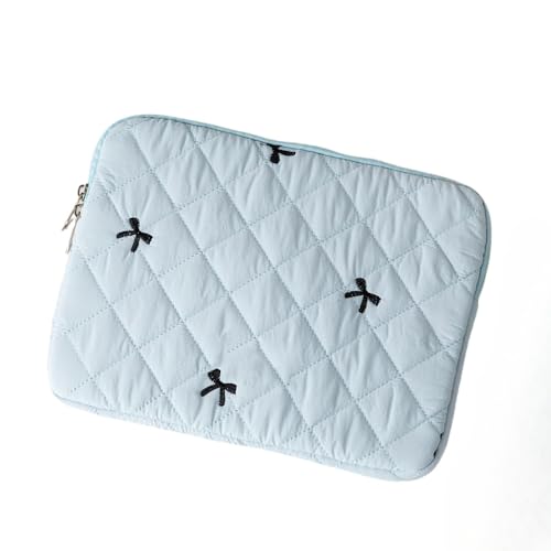 Cute Bow Tie Puffy Laptop Sleeve Coquette Carrying Laptop Bag Cover Y2K Preppy Tablet Liner Pouch Cottagecore Stuffs (11 inch,Blue)