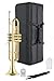 Bb Trumpet Professional Brass Instrument with Case, Key of Bb, Student Beginner Trumpet Set