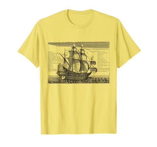 Vintage Sailing Ship Nautical Poster Old Vintage Battleship T-Shirt