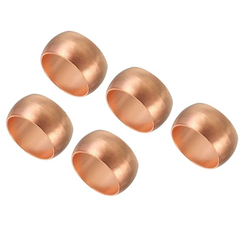 TA-VIGOR 10mm Tube OD Compression Sleeves Ferrules, 5PCS Copper Ferrule Fitting Brass Compression Fittings, Copper Olives Assortment Kit for Oil Water Air Pipe