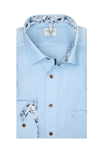 Marvelis Modern Fit Herren Hemd | Extra Langer Arm 69 cm | Bleu | Mit Brusttasche | Bügelfrei, 100{688f96ed4e4a43518ee36e510700b454e667c73d3a6f1e1c51aeb289e22e4846} Baumwolle | New Kent Kragen Gr. 43