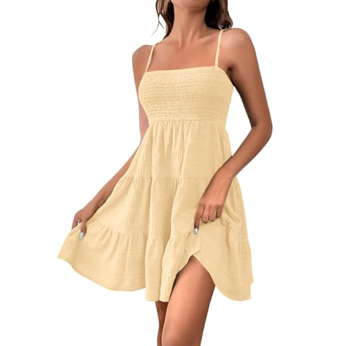 Robe ete femme sans manches a bretelles spaghetti et plissee style boheme