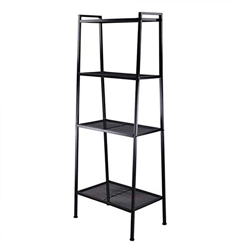 Lovinland 4 Tier Ladder Shelf Metal Shelving Unit Storage Rack Bookshelf Display Rack (Black)