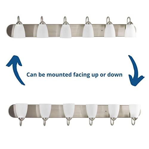 Gather Collection 6-Light Etched Glass Traditional Bath Vanity Light Brushed Nickel #TOP7