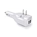 Elepower Compact 2-in-1 Dual Smart USB Ports Home & Car Charger with Foldable AC Wall/DC Plug for iPad Air / mini, iPhone 7 / 6s / 6 / Plus, Galaxy S / J / Note Series, LG, Nexus, HTC and More-White