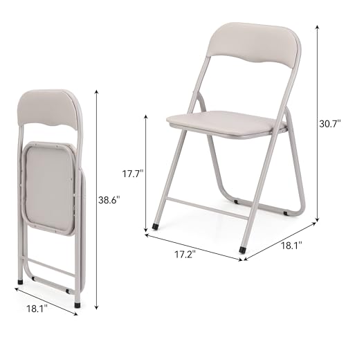 GAOMON Folding Chairs 6 Pack, Outdoor & Indoor Event Portable Metal Folding Chairs with Cushion, Non-Slip Feet Pads Stackable Chairs, Off-White - Image 4